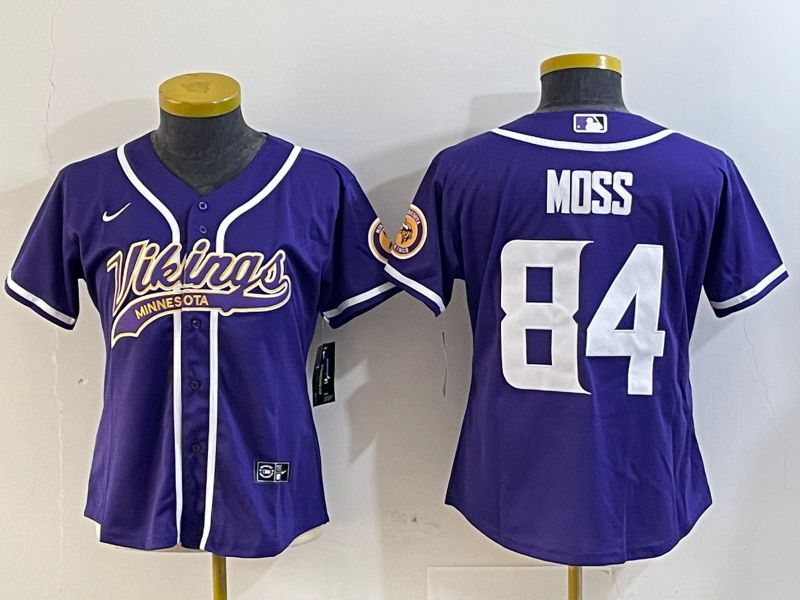 Women Minnesota Vikings #84 Moss Purple Joint Name 2024 Nike Limited NFL Jersey style 2->youth nfl jersey->Youth Jersey